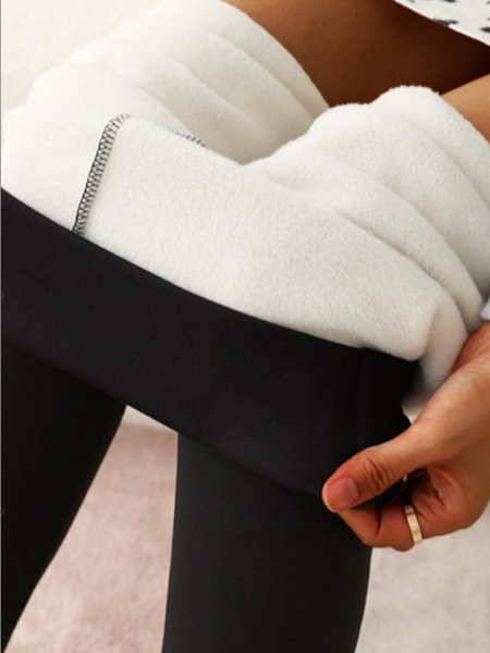 

Women's Casual Plain Lambswool Spring/Fall Long Leggings, Black, Leggings
