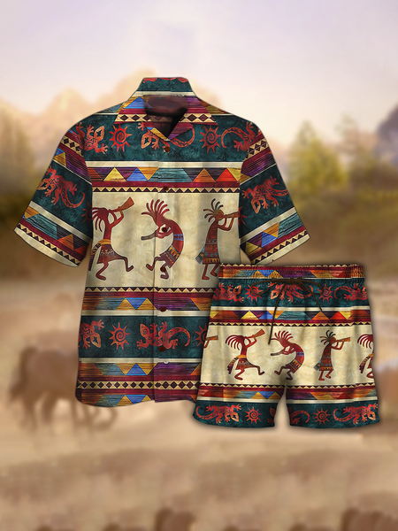 

Outdoor Tribal Short Sleeve Suits, Multicolor, Men's sets