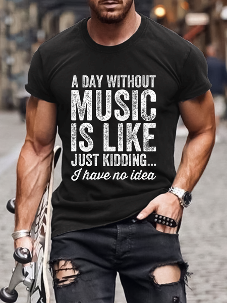 

Crew Neck Letter Short Sleeve Shirts & Tops, Black, Men's t-shirts
