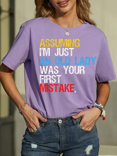 

Assuming I'm Just An Old Lady Was Your First Mistake Women's T-shirt, Purple, T-shirts