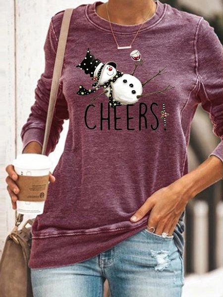 

Tipsy Snowman Wine Cheers Christmas Bleached Sweatshirt, Red, Hoodies&Sweatshirts