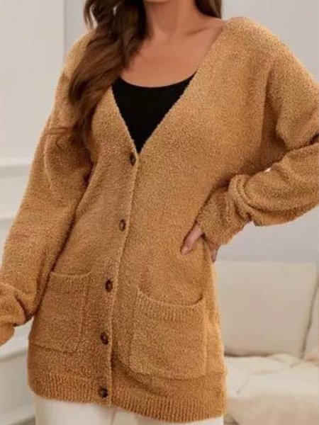 

Pocket Casual Off Shoulder Loosen Long Sleeve Sweater, Camel, Sweaters