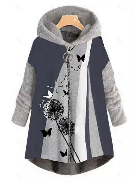 

Casual Color Block Cotton Blends Outerwear, Gray, Outerwear