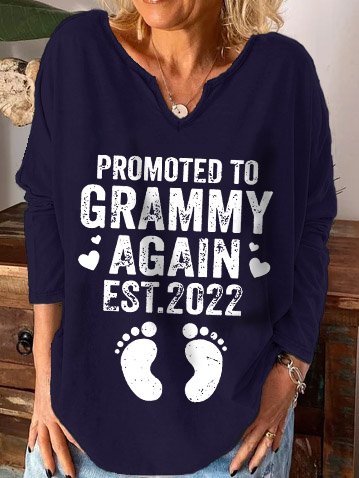 

Promoted To Grammy Again 2022 Gift Holiday Letter Sweatshirt, Dark blue, Hoodies&Sweatshirts