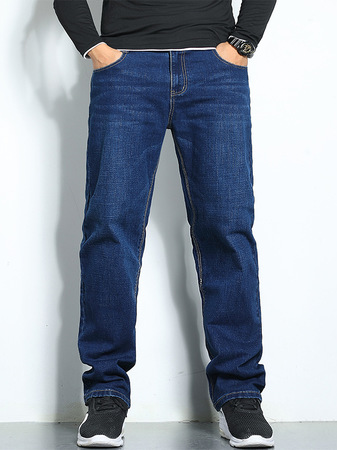 

Men's Straight-leg Casual Jeans, Blue, Jeans