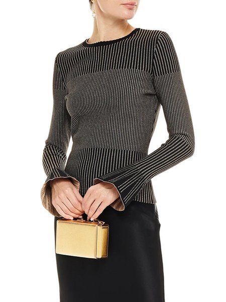 

Crew Neck Long Sleeve Work Skinny Sweater, Black, Pullovers