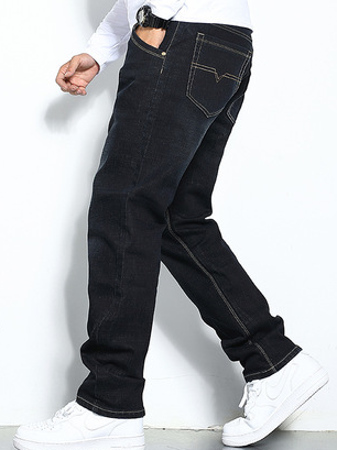 

Men's straight-leg casual jeans, Black, Jeans