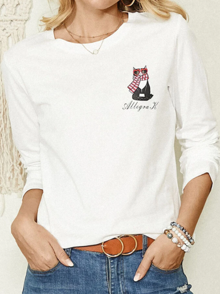 

Casual Shirts & Tops Cute cat simple white T-shirt, Tees & T-shirts