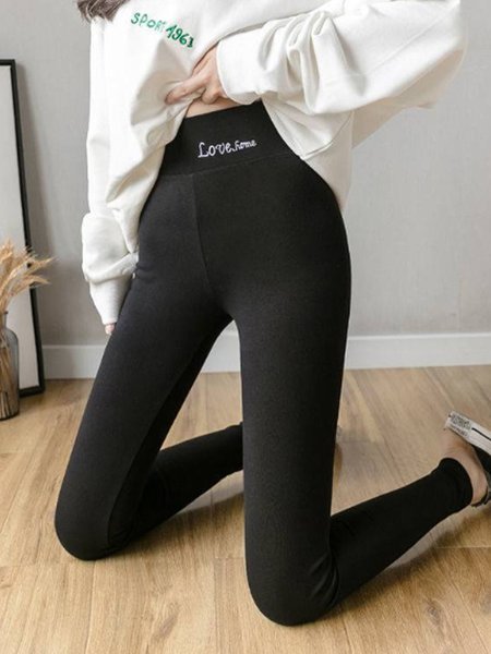 

Casual Solid Elastic Comfortable leggings Pants, Deep gray, Leggings