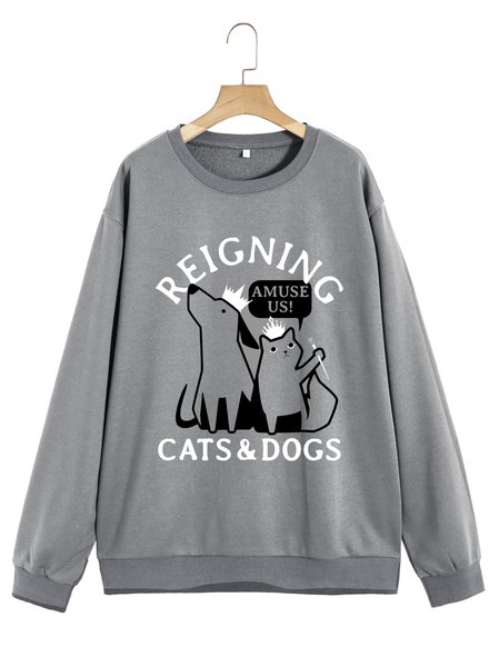 

Unocis Fun Printed Round Neck Sweatshirt, Gray, Sweatshirts