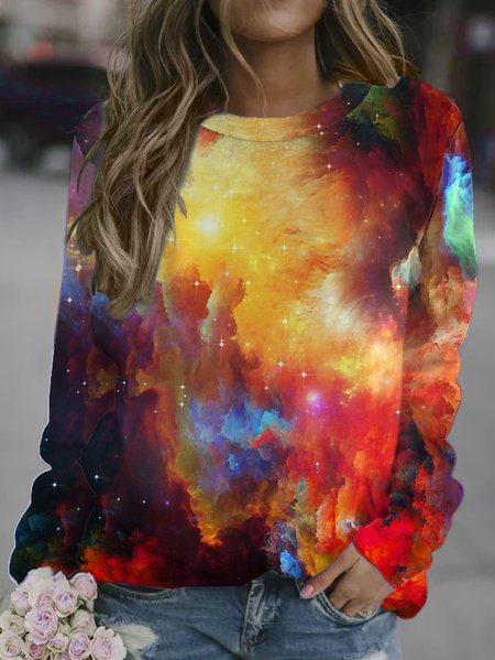 

Casual Gradient Art Print Crew Neck Sweatshirts, As picture, Hoodies&Sweatshirts