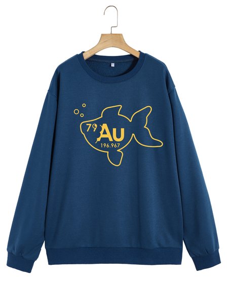 

Unocis Animal Print Crew Neck Long Sleeve Sweatshirt, Royal blue, Sweatshirts