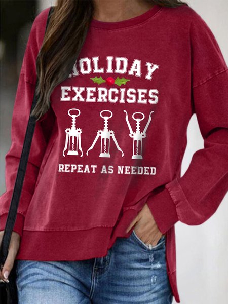 

Holiday Exercises Wine Opener Funny Words Xmas Christmas Fit Sweatshirts, Red, Hoodies&Sweatshirts