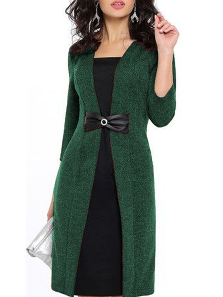 

Regular Fit Color Block Elegant Mini Dress, Green, Midi Dresses