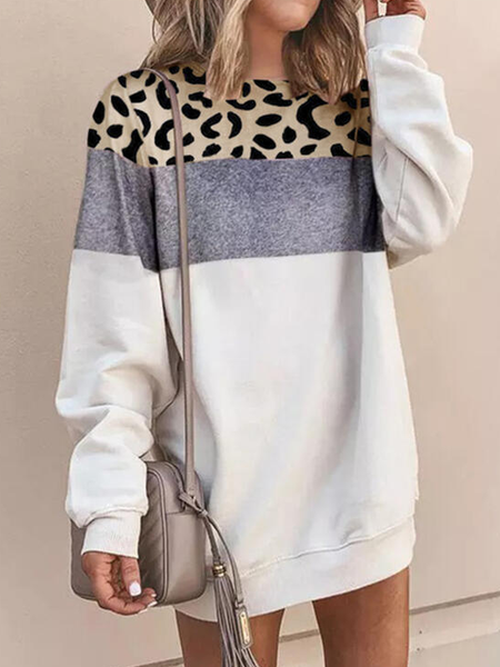 

Loosen Color Block Casual Dresses, White, Casual Dresses