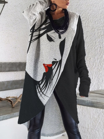 

Cotton Blends Loosen Figure Shirts & Tops, Black, Long sleeve tops