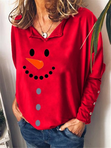 

Snowman Xmas Christmas Gift Casual Polka Dots Sweatshirt, Red, Hoodies&Sweatshirts