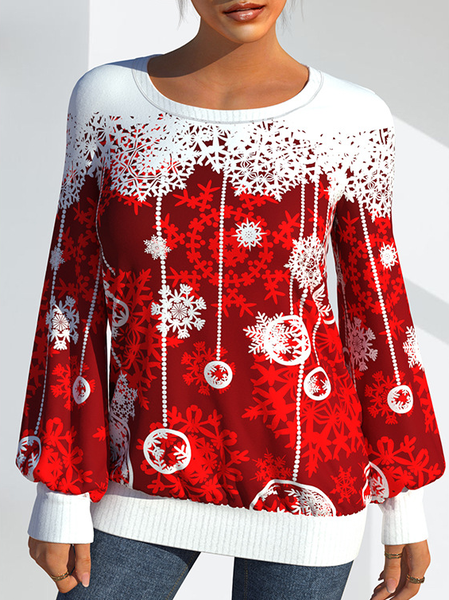 

Crew Neck Casual Shirts & Tops, Red, Tops