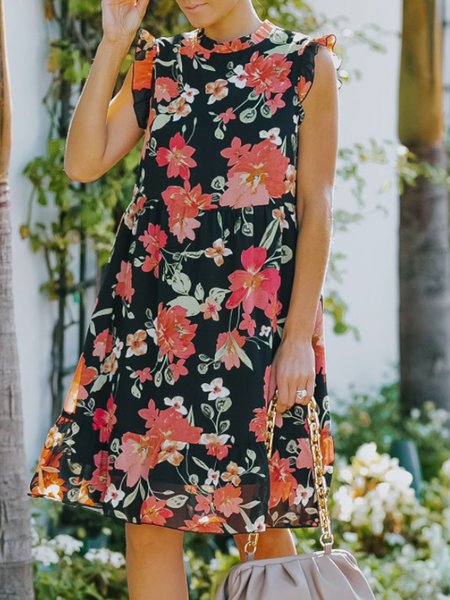 

Vintage Loosen Crew Neck Dresses, Orange, Floral Dresses