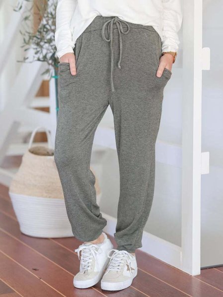 

Cotton Blends Loosen Pants, Gray, Pants