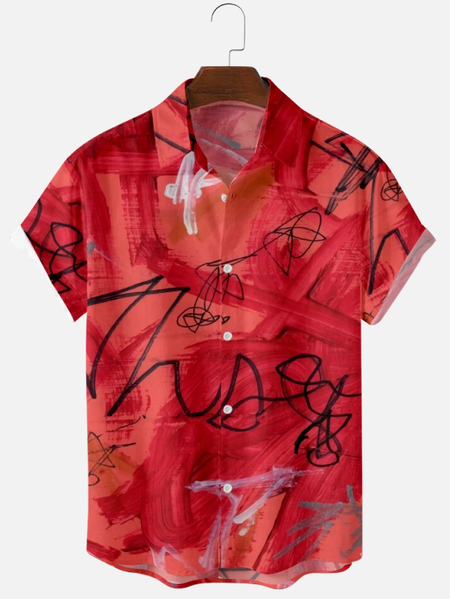 

Graffiti Fun Print Short Sleeve Shirts & Tops, Red, Shirts