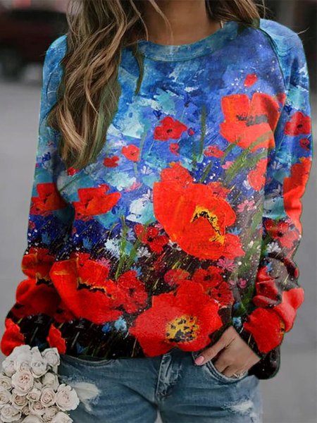 

Crew Neck Casual Cotton Sweatshirt, Multicolor, Hoodies & Sweatshirts