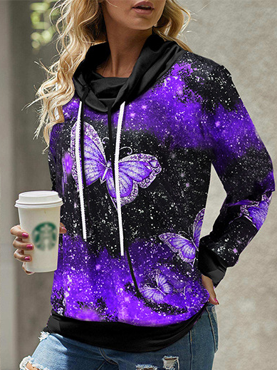 

Butterfly Loosen Casual Sweatshirt, Purple, Hoodies & Sweatshirts