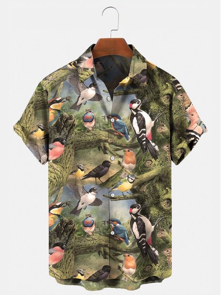 

Shirt Collar Short Sleeve Casual Shirts & Tops, As picture, Men's Floral shirt