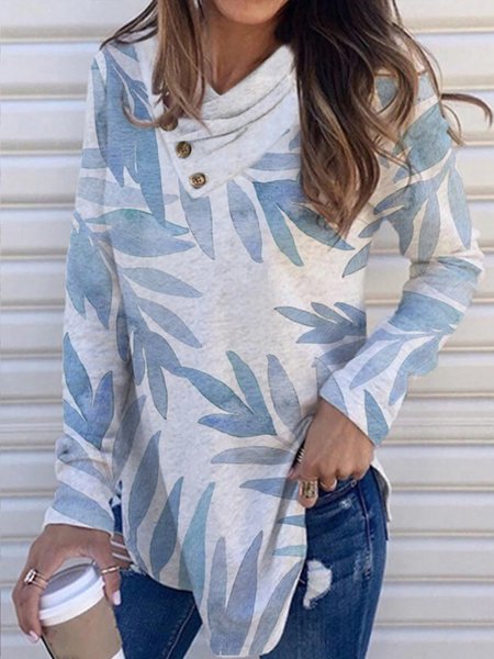 

Floral Casual Regular Fit Dresses, Blue, Long sleeve tops