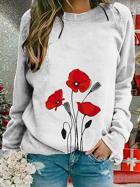

Plus size Poppy Printed Sweatshirt, Gray, Hoodies & Sweatshirts