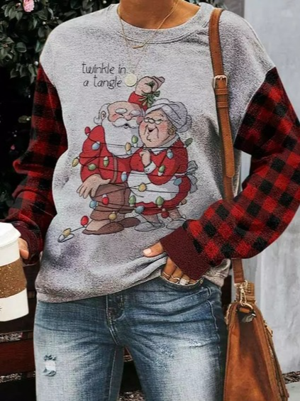 

Loose cartoon print casual sweater, Gray, Sweatshirts & Hoodies