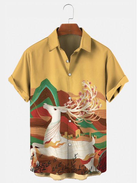 

Vintage Short Sleeve Shirts & Tops, As picture, Men's Floral shirt