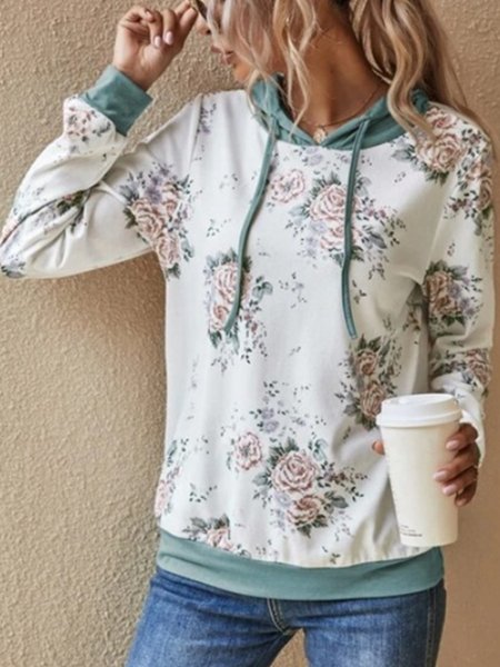 

Hooded Floral Regular Fit Sweatshirt, Green, Sweatshirts & Hoodies