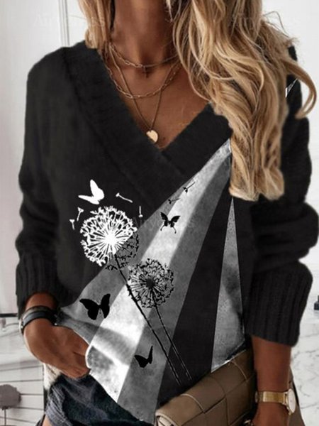 

Loosen Casual Dandelion Shirts & Tops, Black, Long sleeve tops
