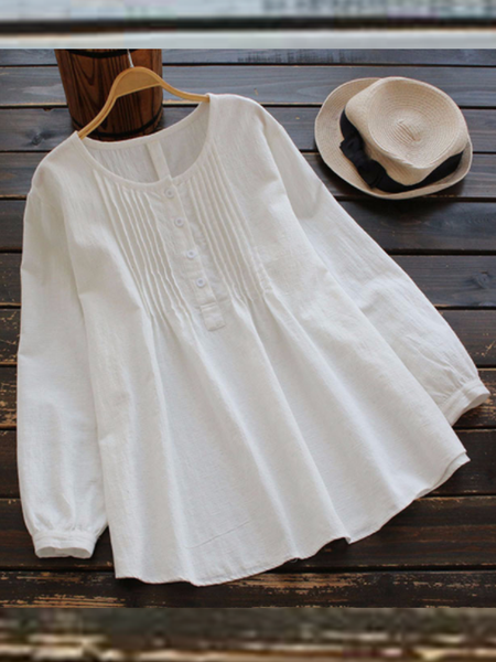 

Household Daily Vintage Casual Shirts & Tops, White, Blouses & Shirts
