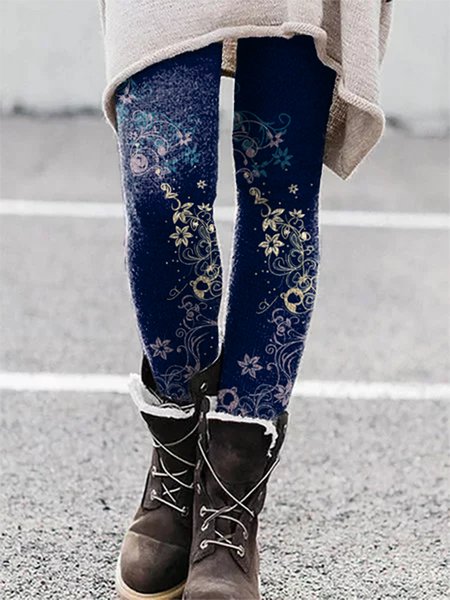 

Casual Printed Pants, Blue, Leggings