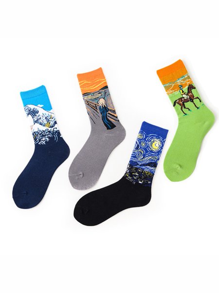 

Personality Oil Painting Cotton Socks, Men Socks