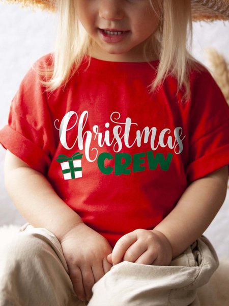 

Christmas Crew Child Casual Cotton Shirts & Tops, Red, Kids