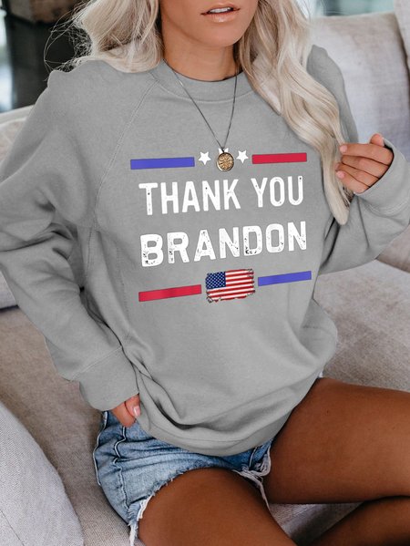 

printed round neck long-sleeved sweatshirt, Gray, Hoodies&Sweatshirts