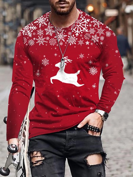 

Christmas Graphic Long Sleeve Sleeve Casual Tee, T-shirt