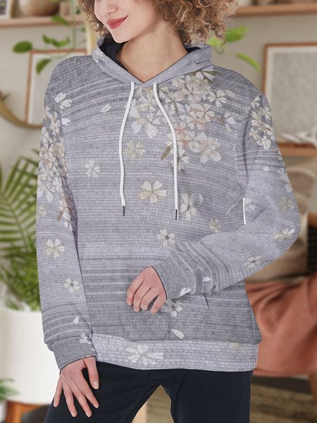 

Floral Casual Elegant Sweatshirt, Gray, Sweatshirts & Hoodies
