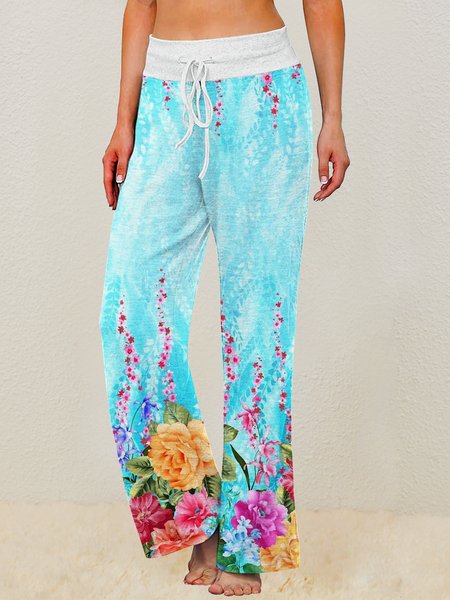 

Flower Daily Loosen Pants, Blue, Pants