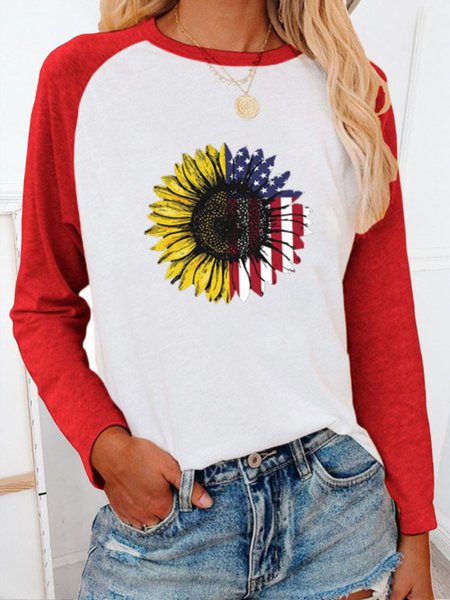

Crew Neck Regular Fit Shirts & Tops, Red, Long sleeve tops