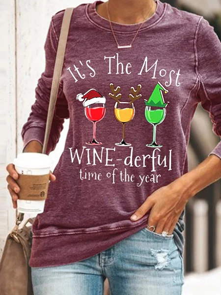 

Its The Most Wine Derful Time Of The Year Xmas Christmas Gift Letter Sweatshirts, Purple, Hoodies&Sweatshirts