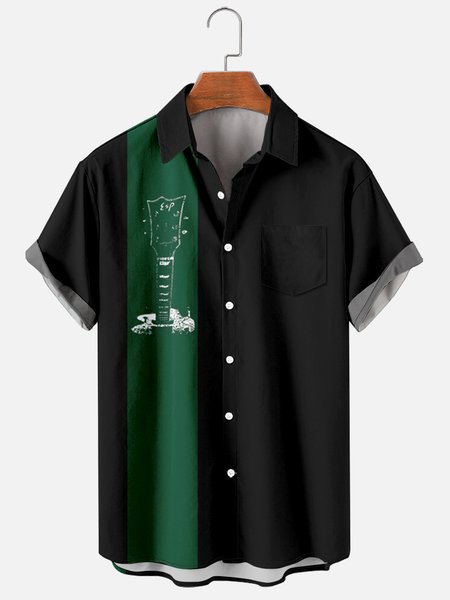 

Short Sleeve Music Shirts, Black, Men's Floral shirt