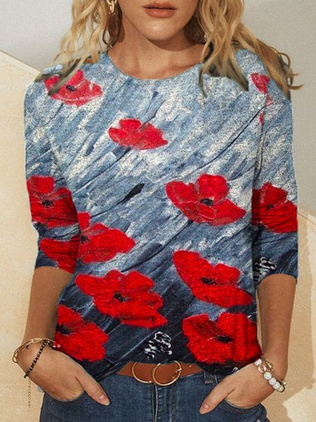 

Crew Neck Shirts & Tops, Blue, T-Shirts