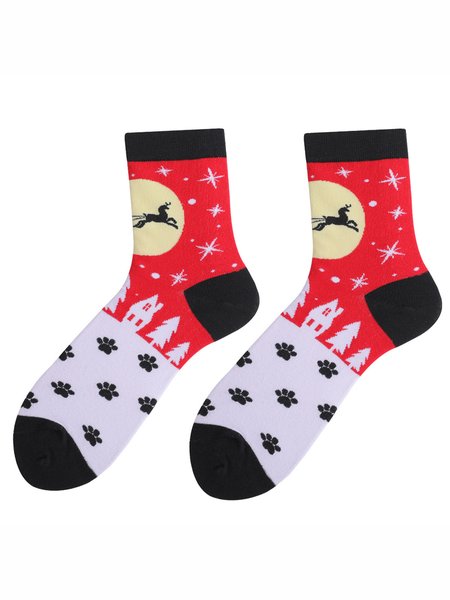 

Christmas Elk Cotton Socks, As picture, Underwear & Socks