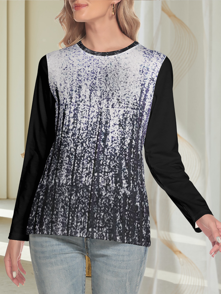 

Casual Household Daily Vintage Crew Neck Shirts & Tops, Black, Long sleeve tops