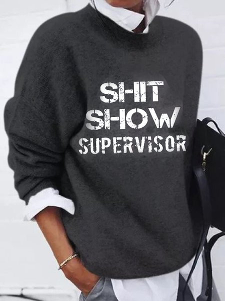 

Casual Crew Neck Letter Sweatshirt, Black, Hoodies & Sweatshirts