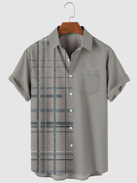 

Abstract Short Sleeve Shirts, Gray, Men's Floral shirt